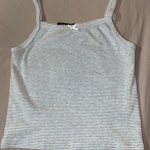 Brandy Melville Grey and White Striped Tank